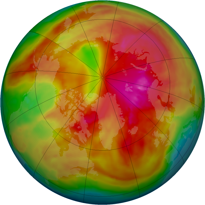 Arctic ozone map for 28 February 2010
